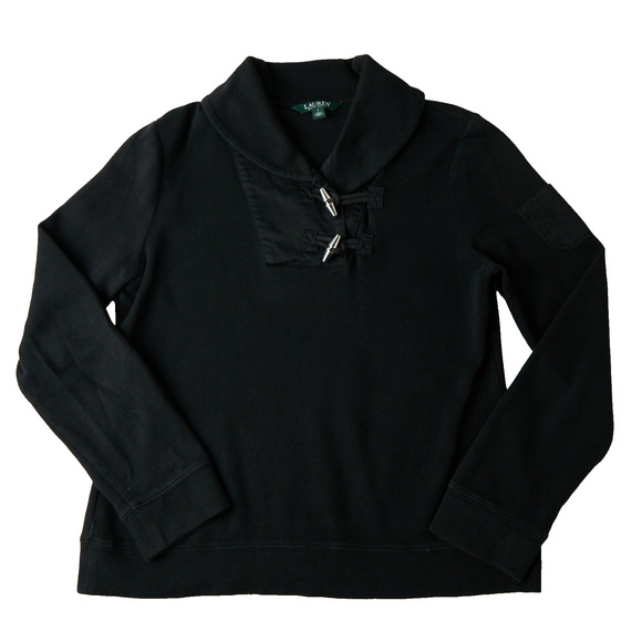Lauren Ralph Lauren Sweaters - Lauren Ralph Lauren Shawl Collar Toggle Sweater Womens Large Cotton Knit Flaws
